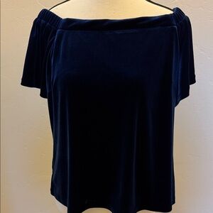 Elegant Navy Blue Off-Shoulder Top